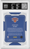 Jericho Sims from the 2021-22 Panini National Treasures set featuring a Pink parallel graded by Arena Club and given an overall grade of 9.