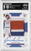 Jericho Sims from the 2021-22 Panini National Treasures set featuring a Pink parallel graded by Arena Club and given an overall grade of 9.