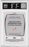 Anthony Volpe from the 2025 Topps Tribute set featuring a Blue parallel graded by Arena Club and given an overall grade of 9.5.