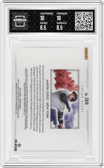 Aaron Judge from the 2021 Panini Prizm set graded by Arena Club and given an overall grade of 9.