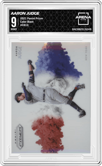 Aaron Judge from the 2021 Panini Prizm set graded by Arena Club and given an overall grade of 9.