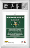 Adrian Peterson from the 2024 Donruss Optic set graded by Arena Club and given an overall grade of 8.