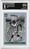 Adrian Peterson from the 2024 Donruss Optic set graded by Arena Club and given an overall grade of 8.