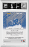 Aidan Hutchinson from the 2024 Panini Impeccable set featuring a Silver parallel graded by Arena Club and given an overall grade of 9.5.