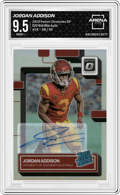 2023 Panini Chronicles Draft Picks D/O Rtd.Rke.Auto Jordan Addison ARENA CLUB 9.5