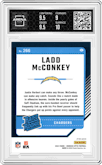 Ladd McConkey from the 2024 Donruss Optic set featuring a Blue Glitter parallel graded by Arena Club and given an overall grade of 9.5.
