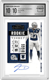 Trevon Diggs from the 2020 Panini Contenders set graded by Arena Club and given an overall grade of 10.