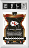 Patrick Mahomes II from the 2019 Panini Select  set featuring a Blue Prizm parallel graded by Arena Club and given an overall grade of 9.