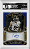 Minkah Fitzpatrick from the 2020 Panini Select set featuring a Blue Prizm parallel graded by Arena Club and given an overall grade of 9.5.