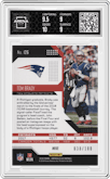 Tom Brady from the 2018 Panini Unparalleled set featuring a Whirl parallel graded by Arena Club and given an overall grade of 9.5.