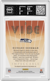 Richard Sherman from the 2023 Panini Impeccable set graded by Arena Club and given an overall grade of 9.