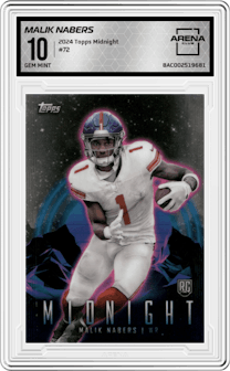 Malik Nabers from the 2024 Topps Midnight set graded by Arena Club and given an overall grade of 10.
