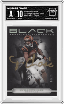 Ja’Marr Chase from the 2024 Panini Black set featuring a Silver  parallel graded by Arena Club and given an overall grade of 0.