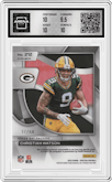 Christian Watson from the 2022 Panini Spectra set featuring a Neon Blue parallel graded by Arena Club and given an overall grade of 10.