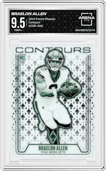 Braelon Allen from the 2024 Panini Phoenix set graded by Arena Club and given an overall grade of 9.5.