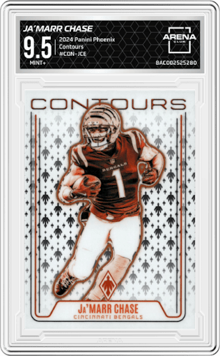 Ja’Marr Chase from the 2024 Panini Phoenix set graded by Arena Club and given an overall grade of 9.5.