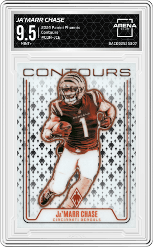 Ja’Marr Chase from the 2024 Panini Phoenix set graded by Arena Club and given an overall grade of 9.5.