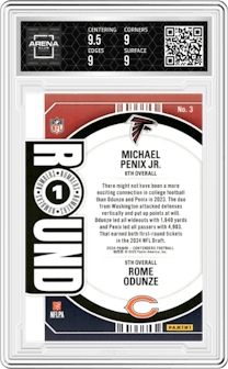 Michael Penix Jr./Rome Odunze from the 2024 Panini Contenders set graded by Arena Club and given an overall grade of 9.