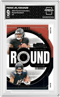 Michael Penix Jr./Rome Odunze from the 2024 Panini Contenders set graded by Arena Club and given an overall grade of 9.