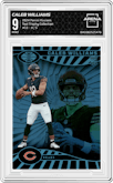 Caleb Williams from the 2024 Panini Illusions set featuring a Teal Trophy Collection parallel graded by Arena Club and given an overall grade of 9.