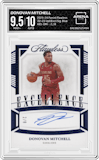 Donovan Mitchell from the 2023-24 Panini Flawless set featuring a Blue parallel graded by Arena Club and given an overall grade of 9.5.