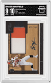 Baker Mayfield from the 2018 Panini One set graded by Arena Club and given an overall grade of 9.