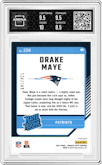 Drake Maye from the 2024 Donruss Optic set featuring a Flex parallel graded by Arena Club and given an overall grade of 9.