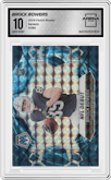 Brock Bowers from the 2024 Panini Mosaic set featuring a Genesis parallel graded by Arena Club and given an overall grade of 10.