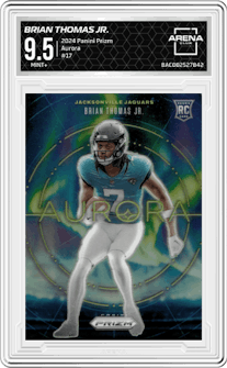 Brian Thomas Jr. from the 2024 Panini Prizm set graded by Arena Club and given an overall grade of 9.5.