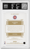 Saddiq Bey from the 2020-21 Panini Flawless Basketball set featuring a Gold parallel graded by Arena Club and given an overall grade of 9.5.