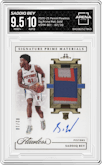 Saddiq Bey from the 2020-21 Panini Flawless Basketball set featuring a Gold parallel graded by Arena Club and given an overall grade of 9.5.