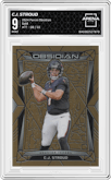 C.J. Stroud from the 2024 Panini Obsidian set featuring a Gold parallel graded by Arena Club and given an overall grade of 9.