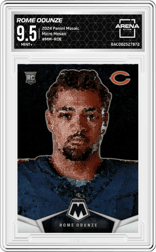 Rome Odunze	 from the 2024 Panini Mosaic set graded by Arena Club and given an overall grade of 9.5.