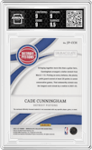 Cade Cunningham from the 2021-22 Panini Immaculate Collection set featuring a Jersey Number parallel graded by Arena Club and given an overall grade of 9.