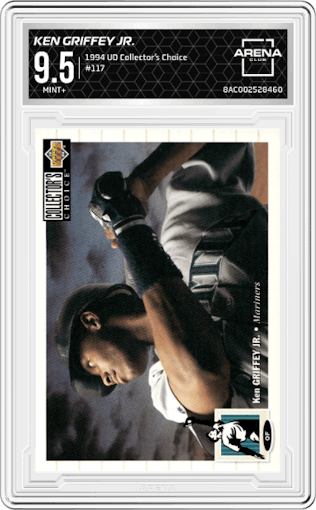 Ken Griffey Jr. from the 1994 Upper Deck Collector’s Choice set graded by Arena Club and given an overall grade of 9.5.