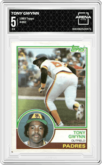 Tony Gwynn from the 1983 Topps set graded by Arena Club and given an overall grade of 5.