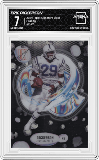 Eric Dickerson from the 2024 Topps Signature Class set graded by Arena Club and given an overall grade of 7.