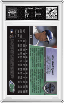 Alex Rodriguez from the 2003 Topps eTopps set graded by Arena Club and given an overall grade of 8.5.