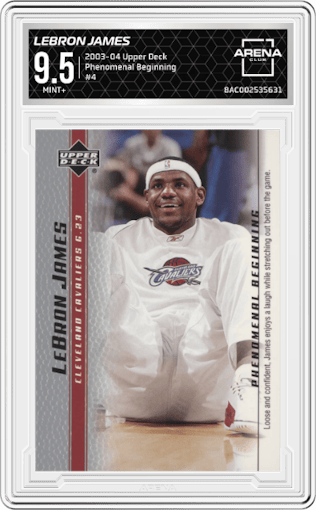 LeBron James from the 2003-04 Upper Deck set graded by Arena Club and given an overall grade of 9.5.