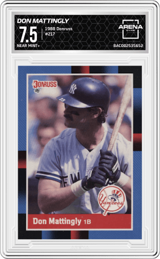 Don Mattingly from the 1988 Donruss set graded by Arena Club and given an overall grade of 7.5.