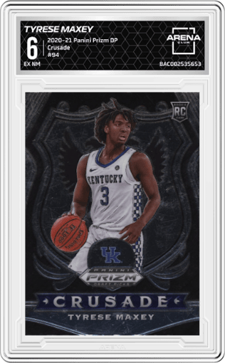 Tyrese Maxey from the 2020-21 Panini Prizm Draft Picks set graded by Arena Club and given an overall grade of 6.