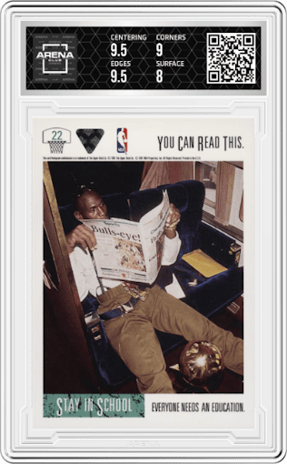 Michael Jordan from the 1991-92 Upper Deck set graded by Arena Club and given an overall grade of 8.5.