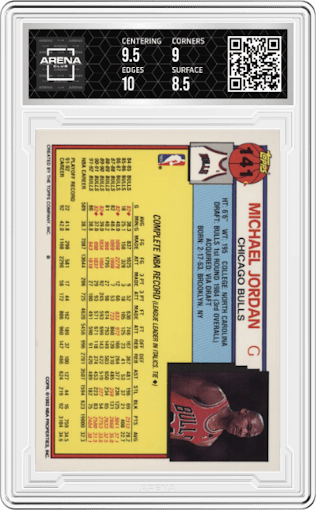 Michael Jordan from the 1992-93 Topps set graded by Arena Club and given an overall grade of 9.