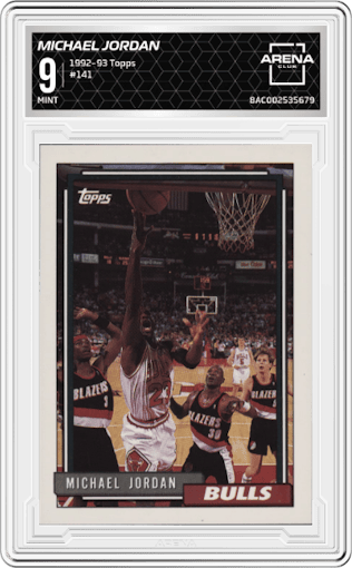 Michael Jordan from the 1992-93 Topps set graded by Arena Club and given an overall grade of 9.