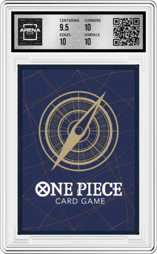 Zeus from the 2025 One Piece set graded by Arena Club and given an overall grade of 10.