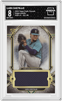Luis Castillo from the 2024 Topps Triple Threads set graded by Arena Club and given an overall grade of 8.
