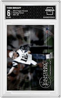 Tom Brady from the 2014 Topps Chrome set graded by Arena Club and given an overall grade of 6.