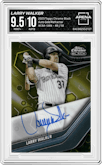 Larry Walker  from the 2023 Topps Chrome Black set featuring a Gold Refractor parallel graded by Arena Club and given an overall grade of 9.5.