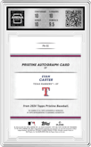 Evan Carter from the 2024 Topps Pristine set graded by Arena Club and given an overall grade of 10.