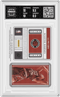 Scottie Barnes from the 2021-22 Panini One and One set graded by Arena Club and given an overall grade of 9.